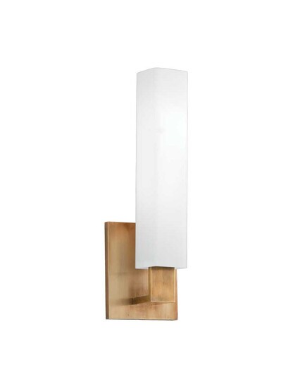 Livingston 1-Light Bath Sconce in Aged Brass.